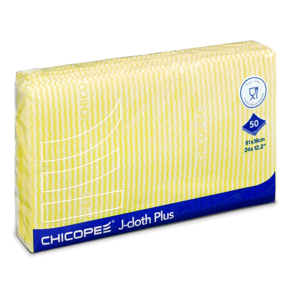 Chicopee J-Cloth Plus Yellow (Pack 50)-product-001052Y Chicopee J-Cloth Plus Yellow (Pack 50) - Image 1