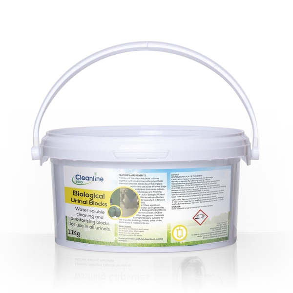 Cleanline Eco Biological Urinal Blocks Tub 1.1 KG-product-036015 Cleanline Eco Biological Urinal Blocks Tub 1.1 KG - Image 1