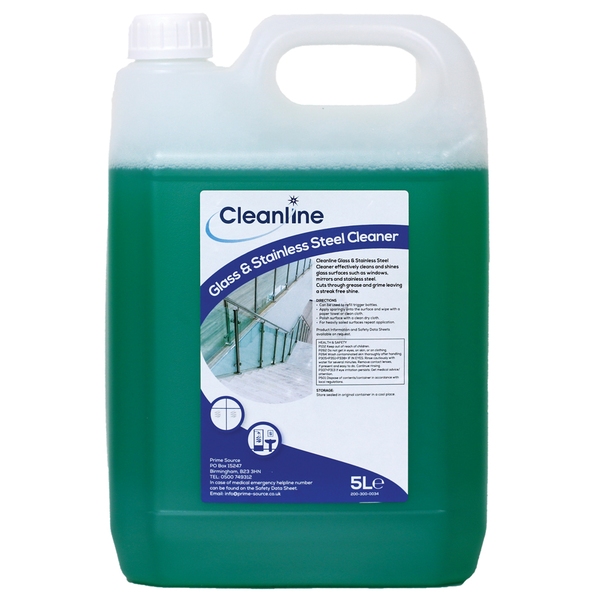 Cleanline Glass & Stainless Steel Cleaner 5 Litre-product-043410 Cleanline Glass & Stainless Steel Cleaner 5 Litre - Image 1