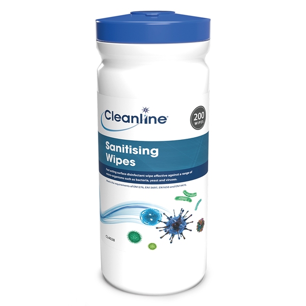 Cleanline Sanitising Wipes Tub 200 -product-067269 Cleanline Sanitising Wipes Tub 200 - Image 1