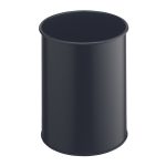 Durable Metal Waste Bin Black 15 Litre