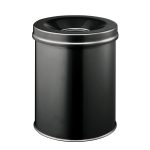 Fire Safe Waste Bin Round Black 15 Litre