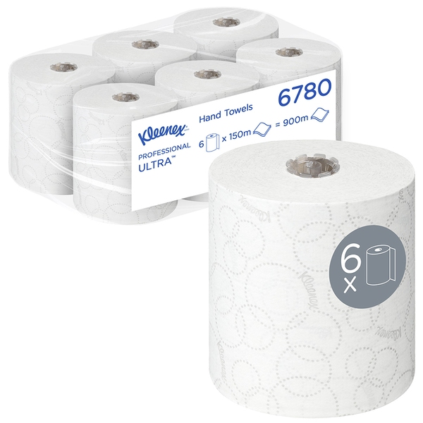 Kleenex Ultra Roll Hand Towel 2Ply White 150M (Case 6) 600Wx600H-065996 Kleenex Ultra Roll Hand Towel 2Ply White 150M (Case 6) - Image 1