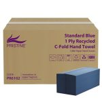 PRISTINE 1Ply Recycled C-Fold Hand Towel Blue (Case 2,880)