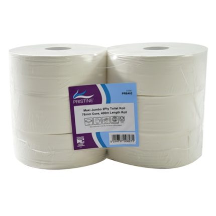PRISTINE Maxi Jumbo 2Ply Toilet 76MM Core Roll 400M