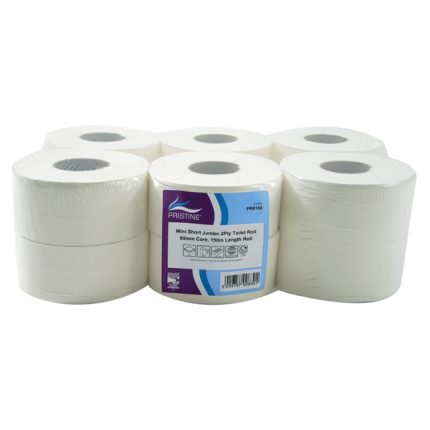 PRISTINE Mini Short Jumbo 2Ply Toilet Roll 150M