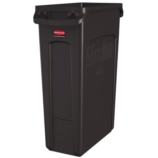 Rubbermaid Slim Jim With Venting Channels Brown 87 Litre600Wx600H-017135 Rubbermaid Slim Jim With Venting Channels Brown 87 Litre - Image 1
