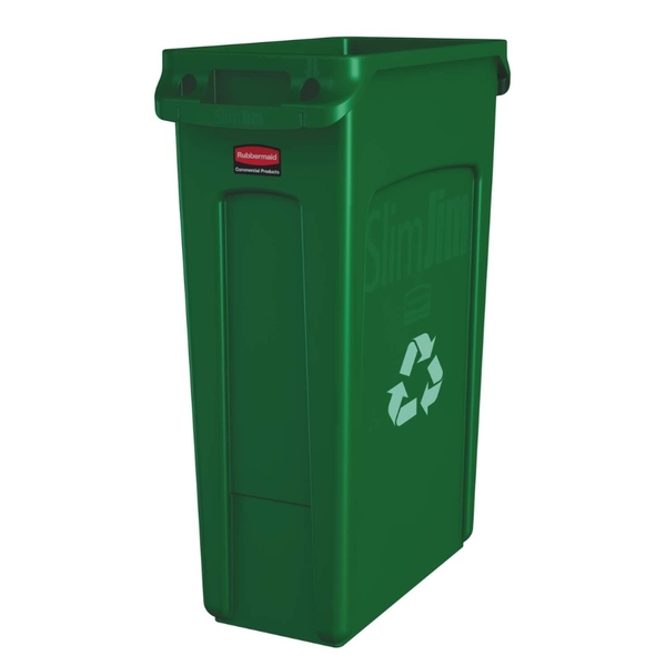 Rubbermaid Slim Jim With Venting Channels Green 87 Litre600Wx600H-017129 Rubbermaid Slim Jim With Venting Channels Green 87 Litre - Image 1