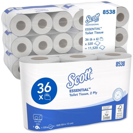 Scott 320 Toilet Roll 2Ply 320 Sheet White (Case 36)