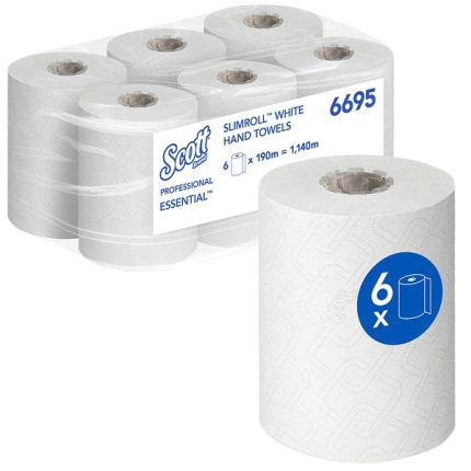 Scott Essent Slimroll Hand Towel 1Ply White 190M (Case 6)