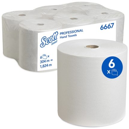 Scott Hand Towel Roll White 304M (Case 6)