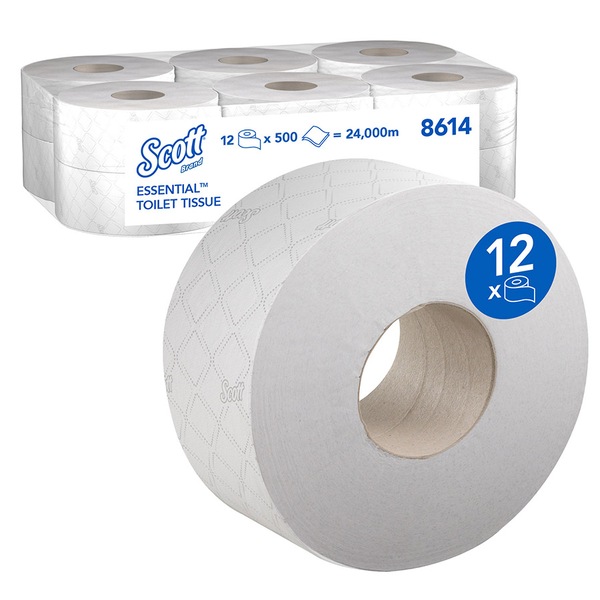Scott Toilet Tissue 2Ply Mini Jumbo White 200M (Case 12) 600Wx600H-064009 Scott Toilet Tissue 2Ply Mini Jumbo White 200M (Case 12) - Image 1
