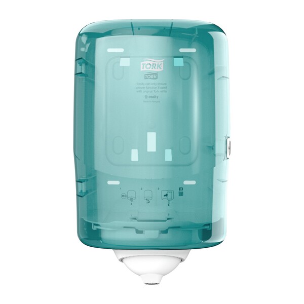 Tork Reflex Mini Centrefeed Dispenser White and Turquoise-product-069147 Tork Reflex Mini Centrefeed Dispenser White and Turquoise - Image 1