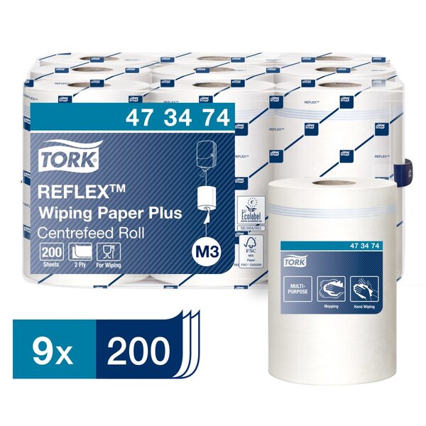 Tork Reflex Wiping Paper Towel Plus White 67M -product-067121 Tork Reflex Wiping Paper Towel Plus White 67M - Image 1