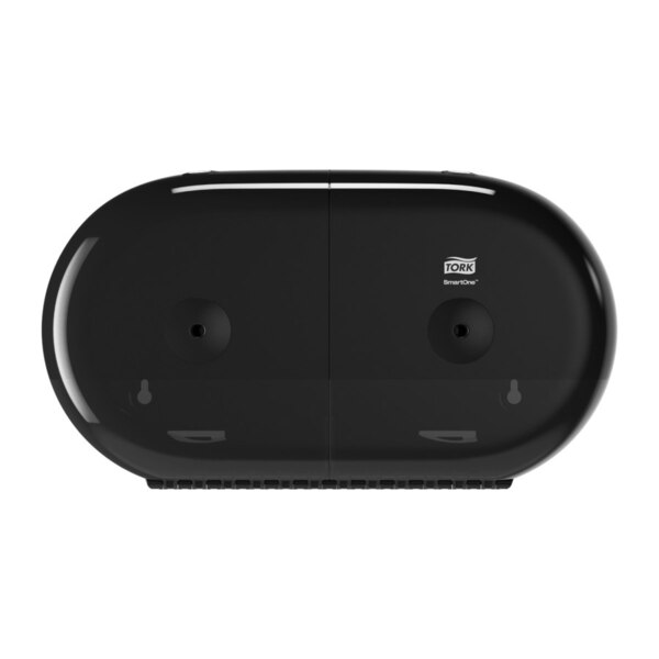 Tork SmartOne Mini Twin Toilet Roll Dispenser Black-product-064365 Tork SmartOne Mini Twin Toilet Roll Dispenser Black - Image 1