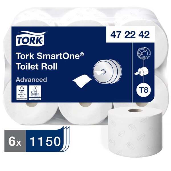 Tork SmartOne Toilet Roll White 207M (Case 6) -product-064138 Tork SmartOne Toilet Roll White 207M (Case 6) - Image 1