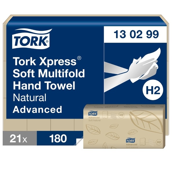 Tork Xpress Soft Multifold Paper Hand Towels H2 Natural (Case 3780) 600Wx600H-068872 Tork Xpress Soft Multifold Paper Hand Towels H2 Natural (Case 3780) - Image 1