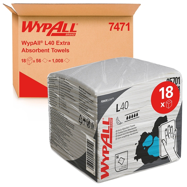 Wypall L40 Wiper Quarter Fold 33x32CM (Case 18)600Wx600H-066016 Wypall L40 Wiper Quarter Fold 33x32CM (Case 18) - Image 1