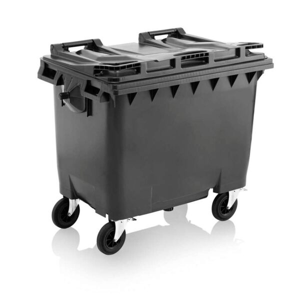 4-wheeled Waste Container Grey 660 Litre600Wx600H-017447 4-wheeled Waste Container Grey 660 Litre - Image 1