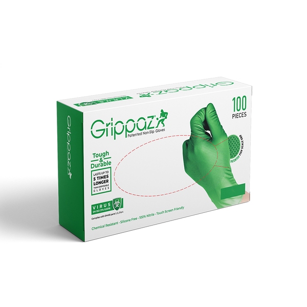 Grippaz Heavy Duty Nitrile Disposable Glove Green Large-product-083114C Grippaz Heavy Duty Nitrile Disposable Glove Green Large - Image 1
