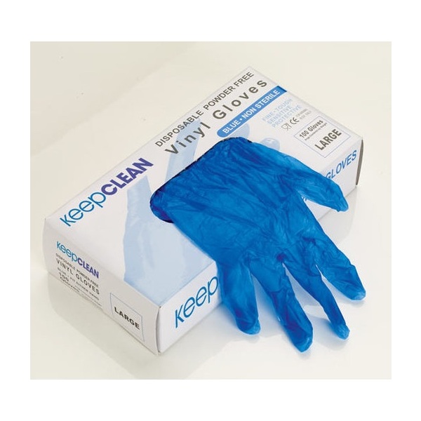 KeepCLEAN Vinyl Powder Free Glove Blue Small-product-800010A KeepCLEAN Vinyl Powder Free Glove Blue Small - Image 1