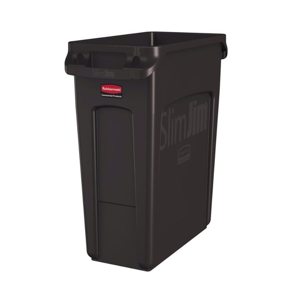 Rubbermaid Slim Jim With Venting Channels Brown 60 Litre600Wx600H-017105 Rubbermaid Slim Jim With Venting Channels Brown 60 Litre - Image 1